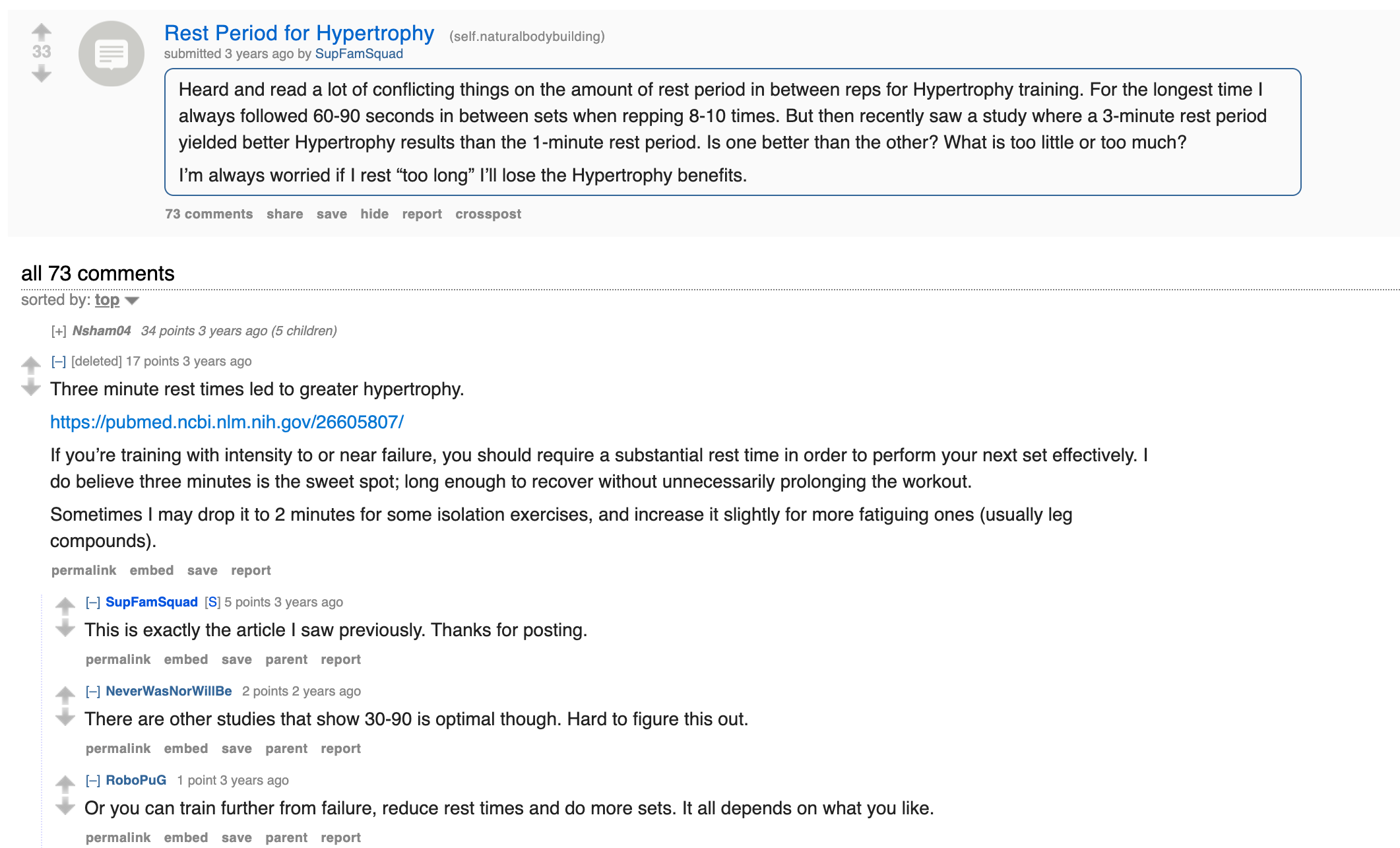 reddit post about hypertrophy